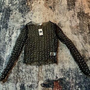 Rhinestone Mesh Top